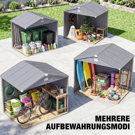 ComfortXL - Abri de jardin en plastique et aluminium 240 x 190 x 228 cm gris anthracite rangement extérieur sécurisé - Image 10