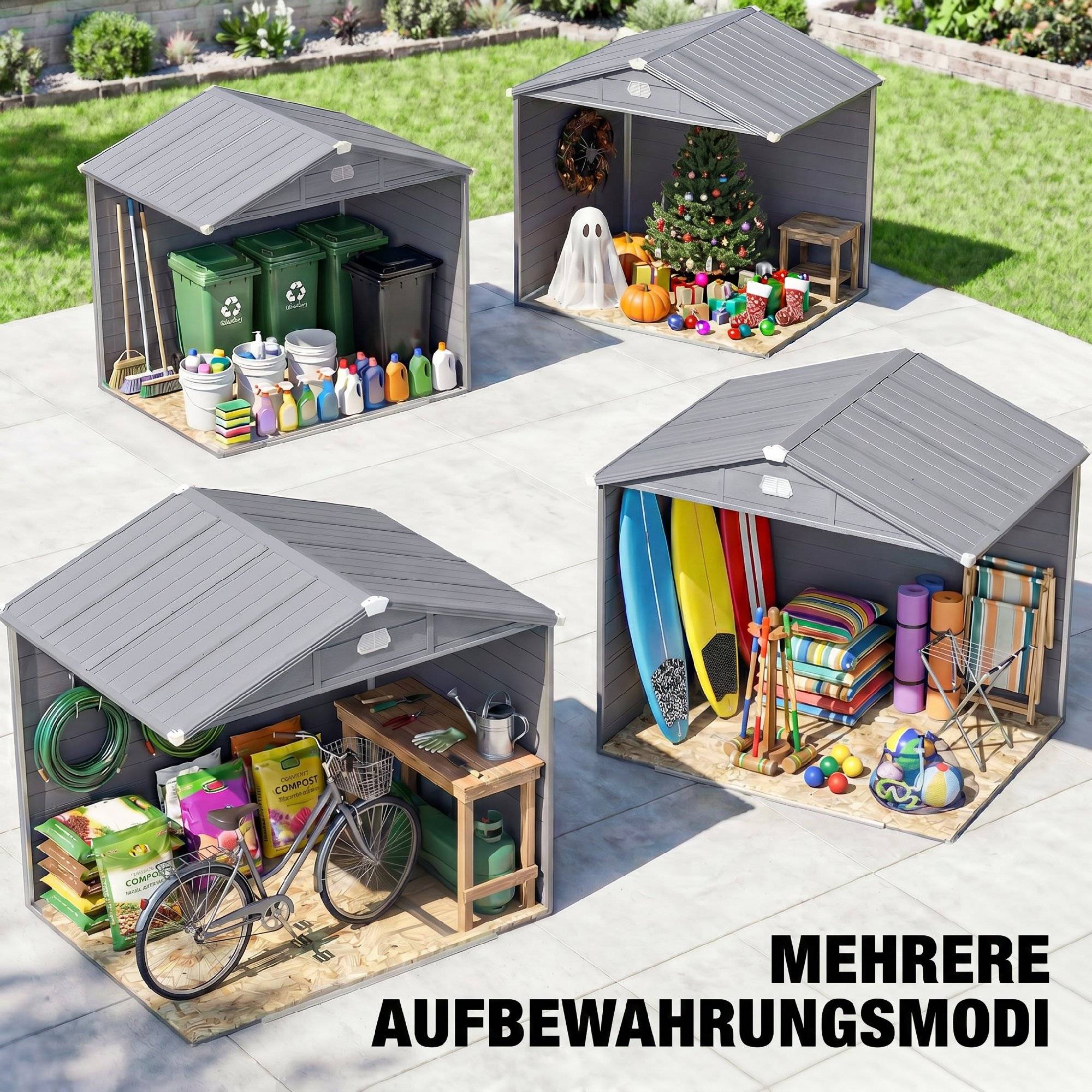 ComfortXL - Abri de jardin en plastique et aluminium 240 x 190 x 228 cm gris anthracite rangement extérieur sécurisé - Image 10