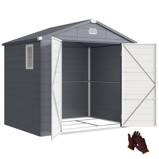 ComfortXL - Abri de jardin en plastique et aluminium 240 x 190 x 228 cm gris anthracite rangement extérieur sécurisé - Image 2