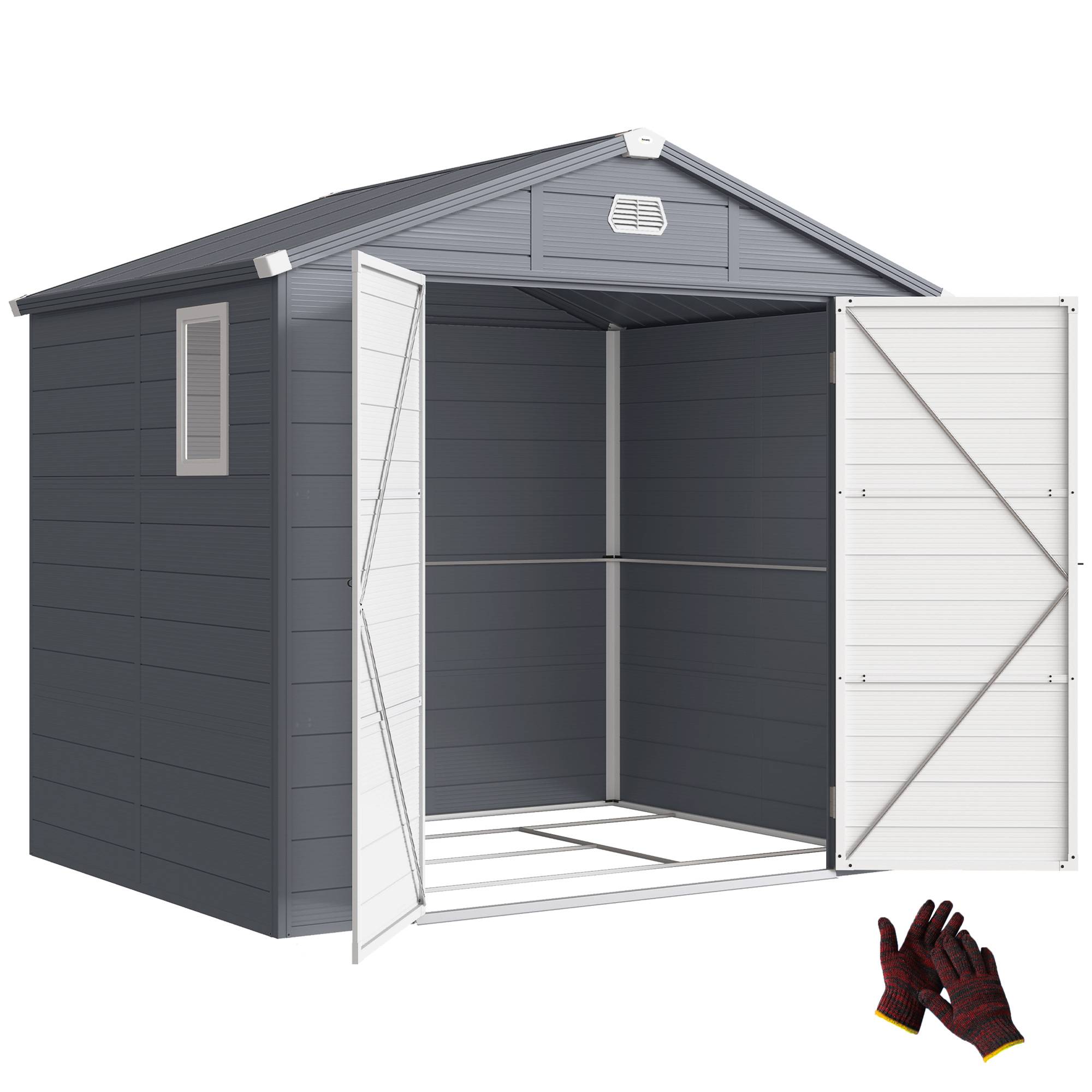 ComfortXL - Abri de jardin en plastique et aluminium 240 x 190 x 228 cm gris anthracite rangement extérieur sécurisé - Image 2