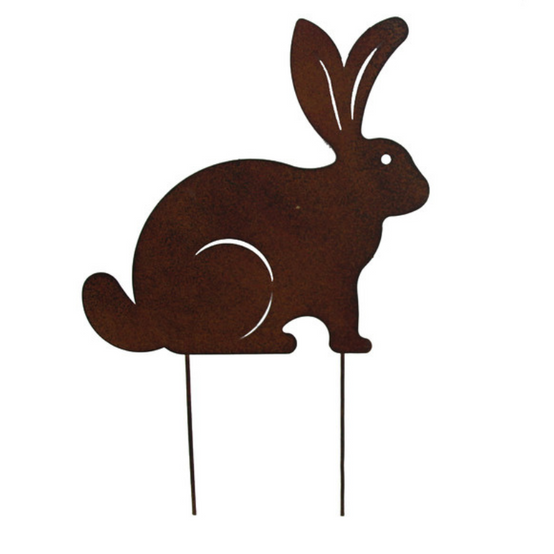Fleur - Lapin en métal - Déco jardin 30cm - Fleur