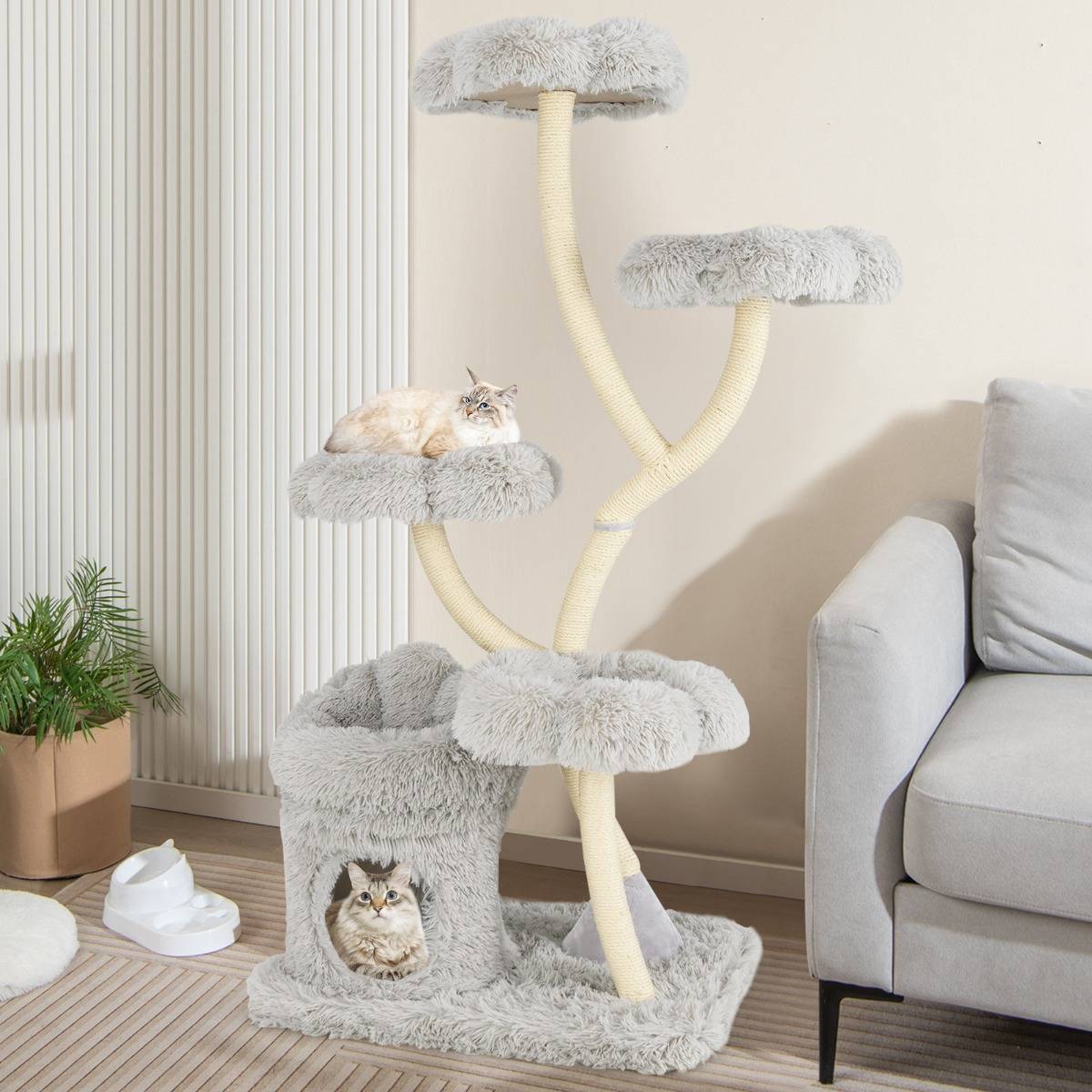 Maison Chic - Arbre à Chat de 165cm Tour à Chat d'Escalade avec 4 Plateformes Rembourrée Poteaux de Grattage - Image 2