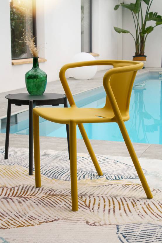 Fauteuil de jardin empilable en Polypropylène - Jaune moutarde - DIEGO - Image 6