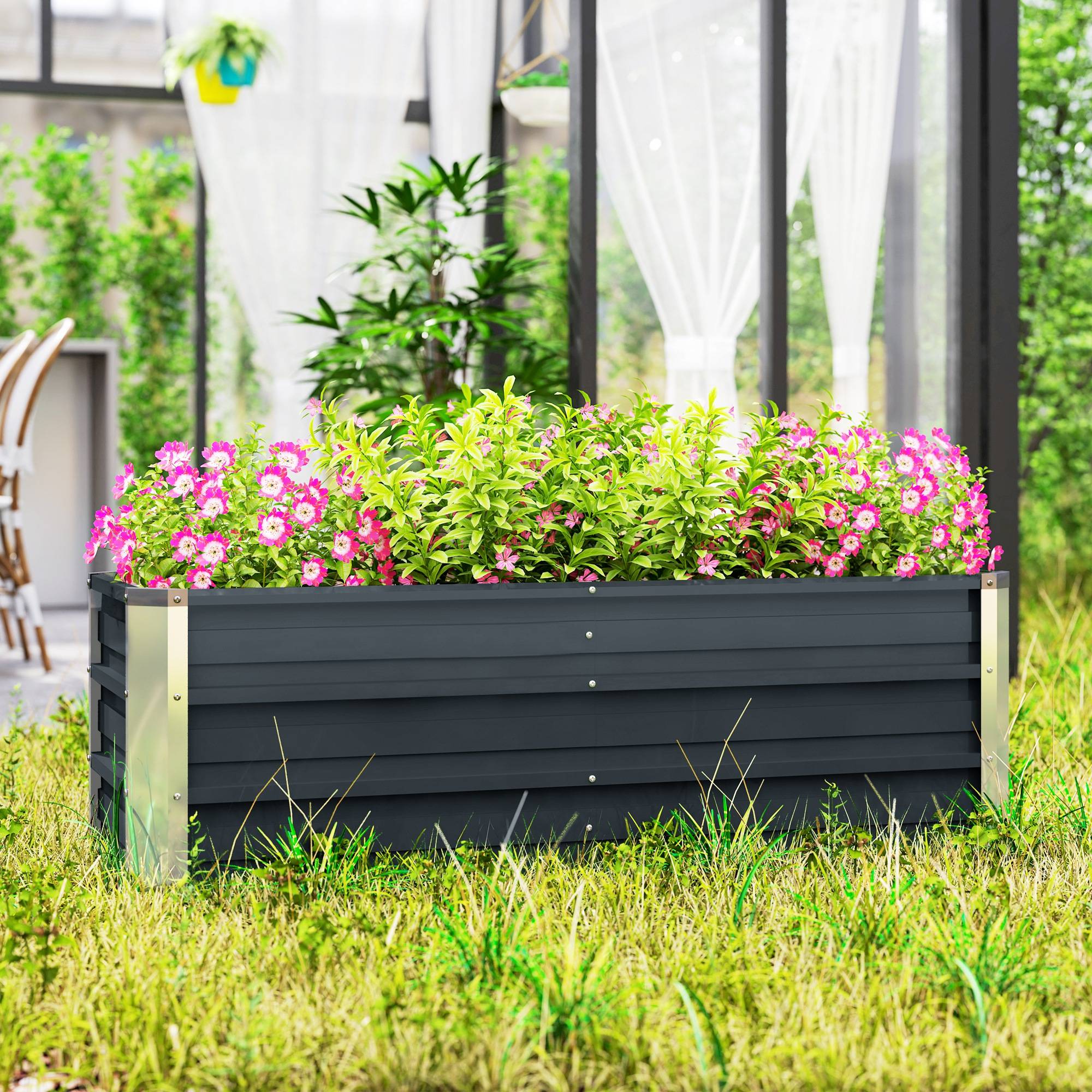 PANGIVO - Carré potager acier anthracite 125 x 47 x 44 cm - PANGIVO - Image 10