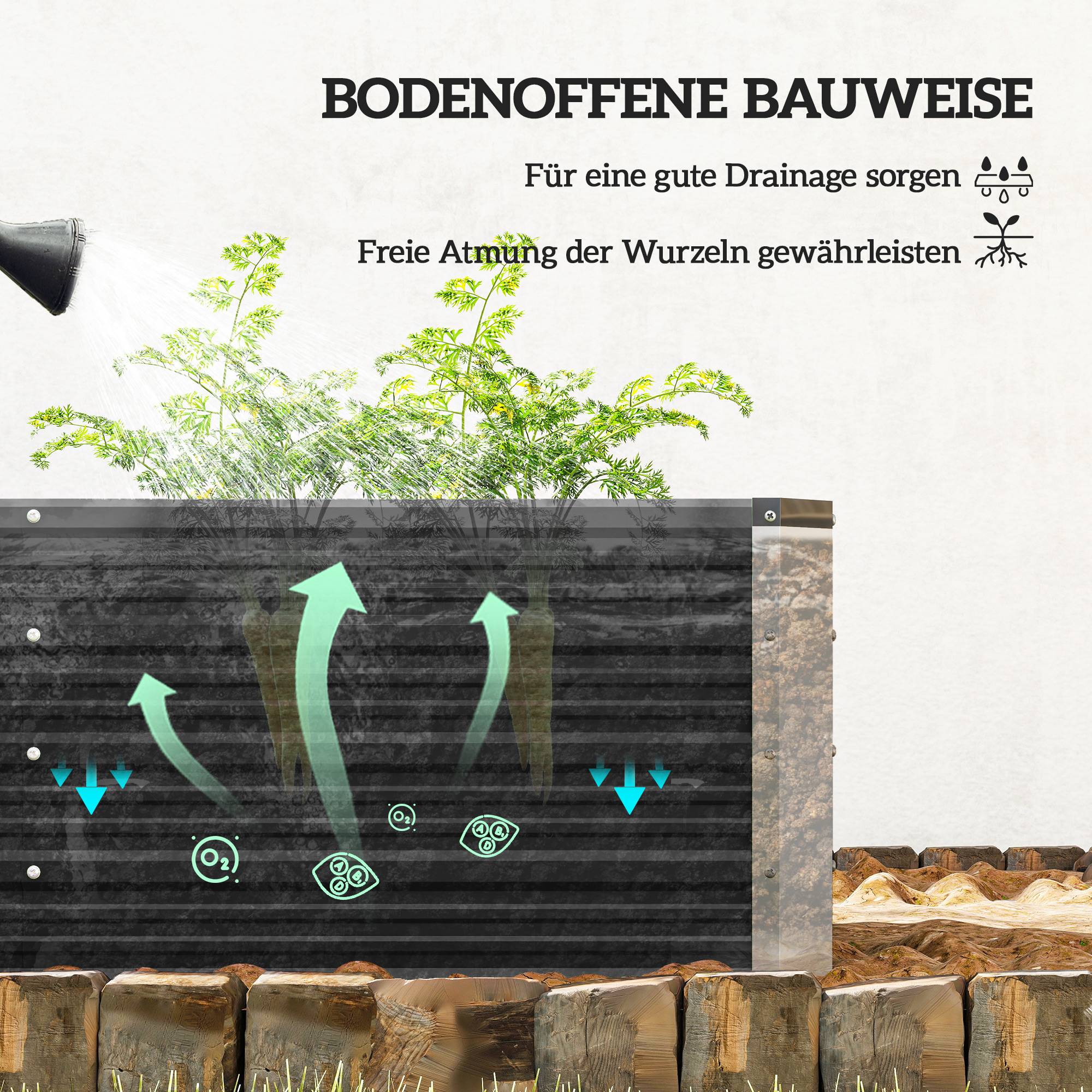 PANGIVO - Carré potager acier anthracite 125 x 47 x 44 cm - PANGIVO - Image 7