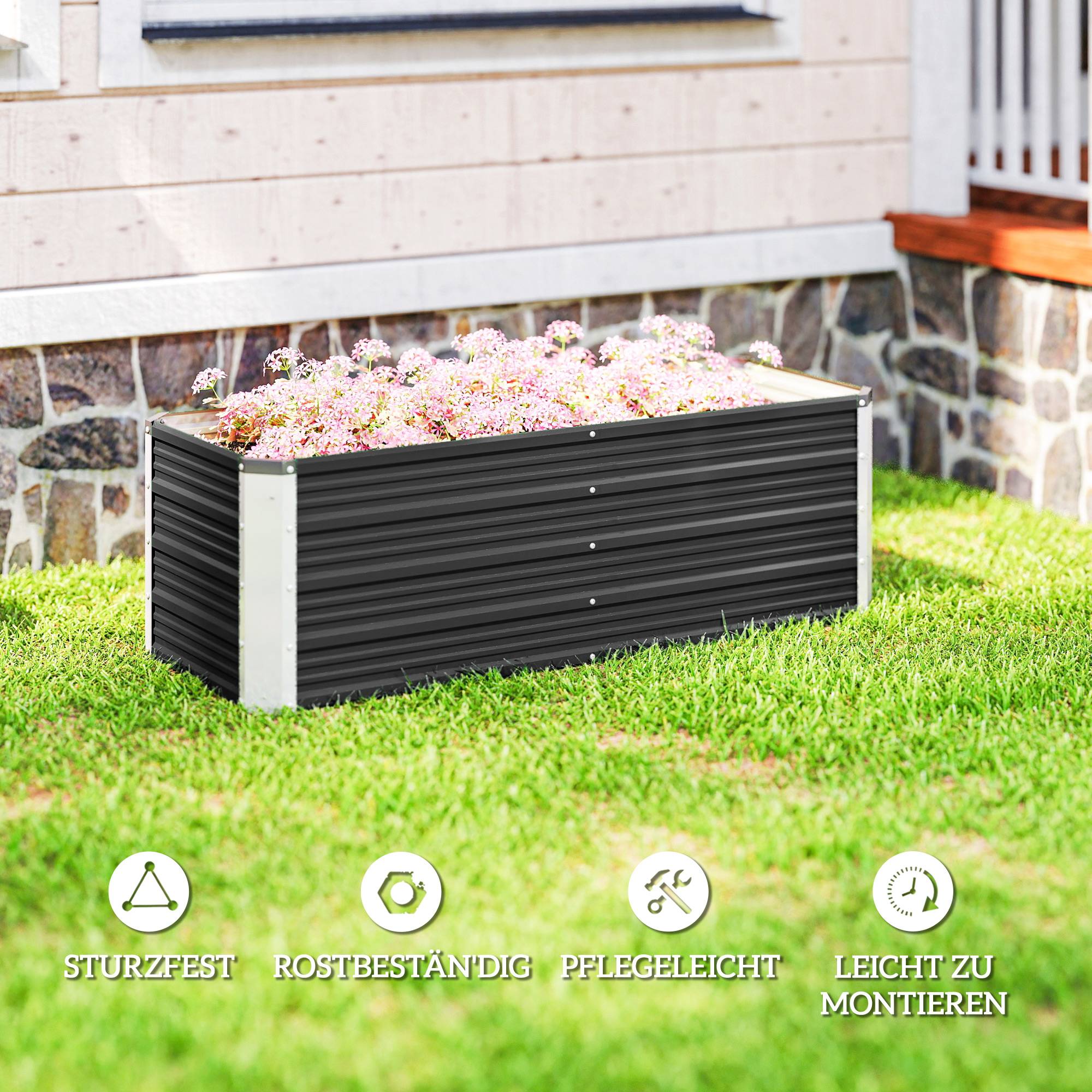 PANGIVO - Carré potager acier anthracite 125 x 47 x 44 cm - PANGIVO - Image 8