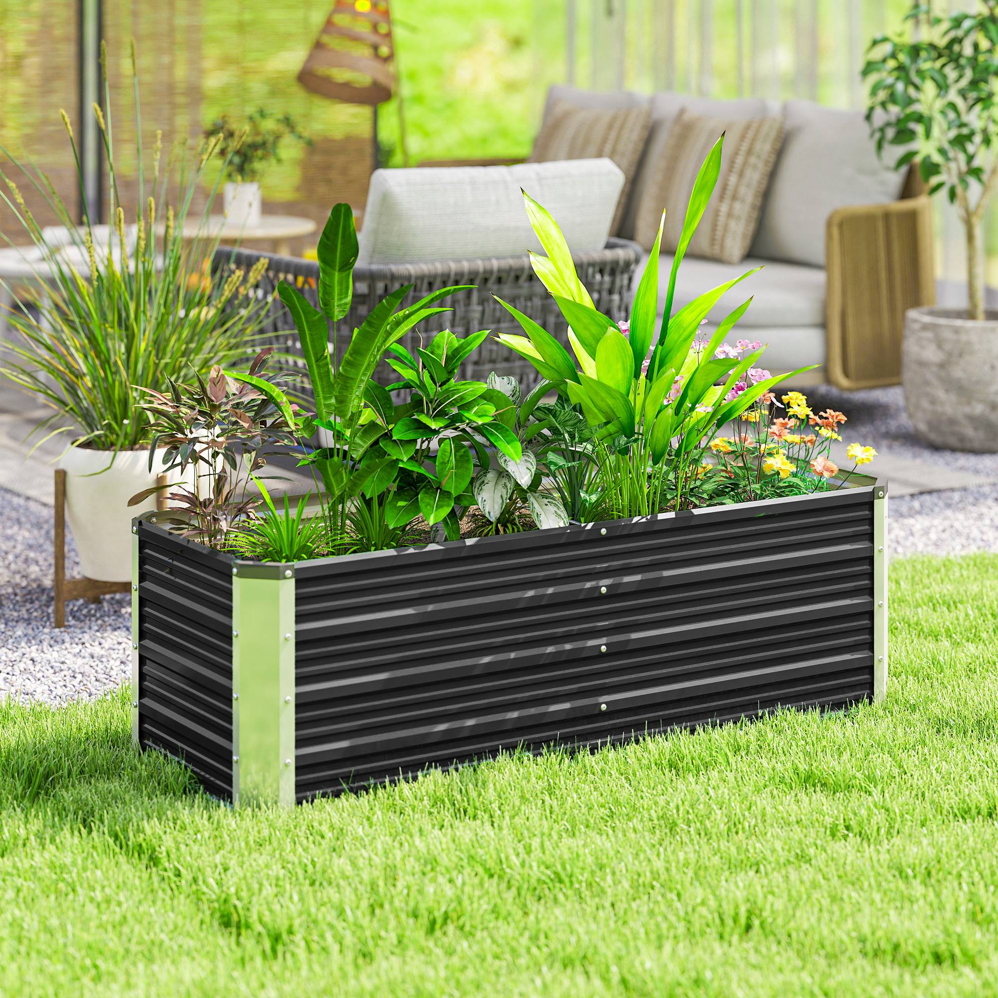 PANGIVO - Carré potager acier anthracite 125 x 47 x 44 cm - PANGIVO - Image 9