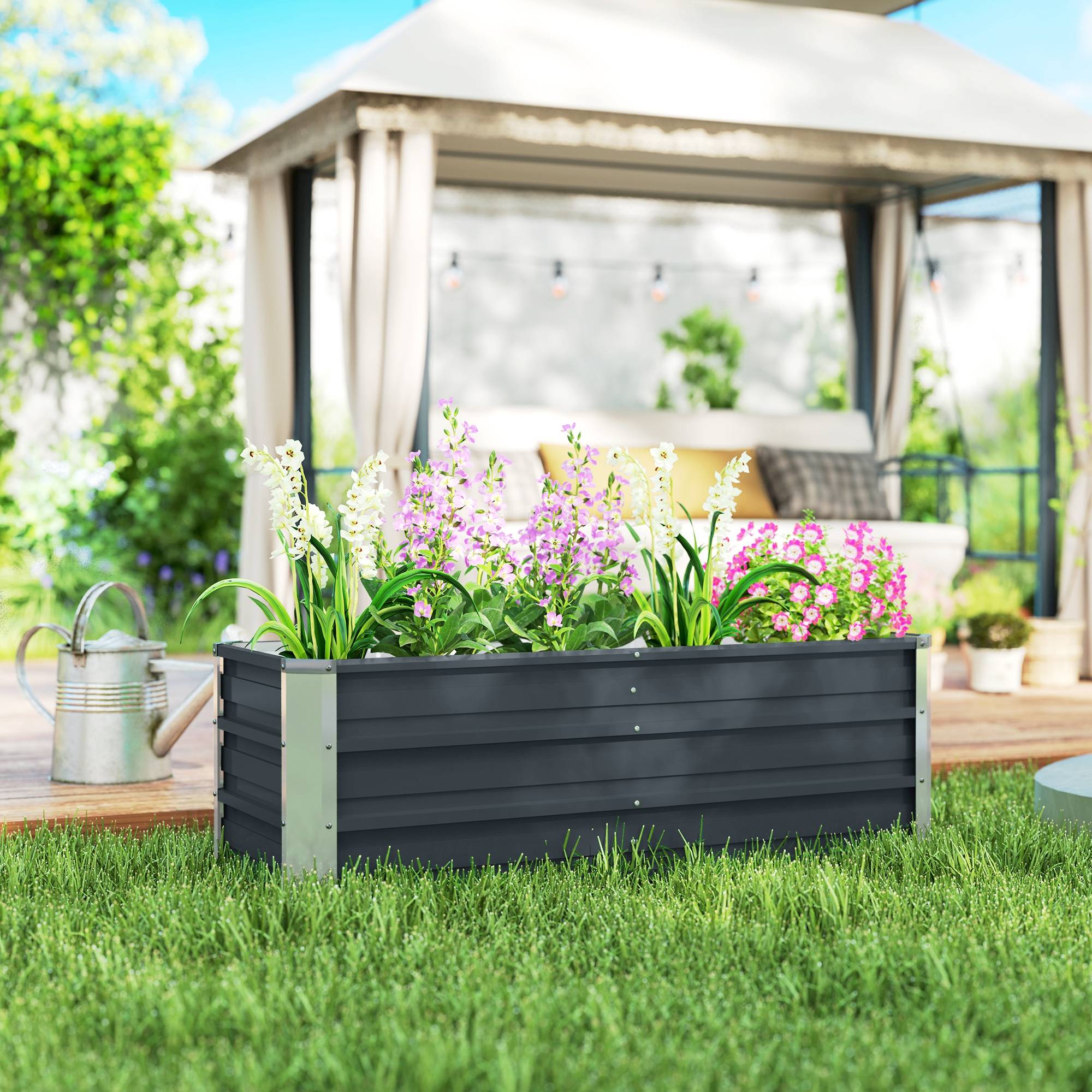 PANGIVO - Carré potager acier anthracite 125 x 47 x 44 cm - PANGIVO - Image 3