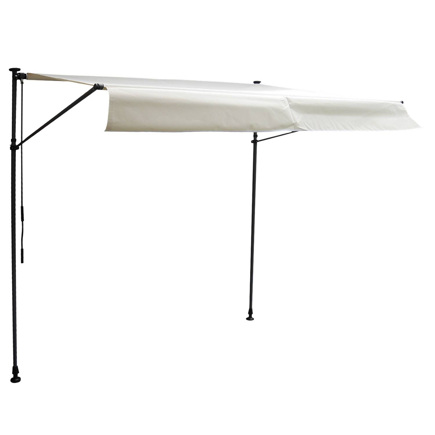 Happy Garden - Store banne pour balcon CHENE 3 × 1,2m - Toile beige et structure grise - HAPPY GARDEN - Imagen 1
