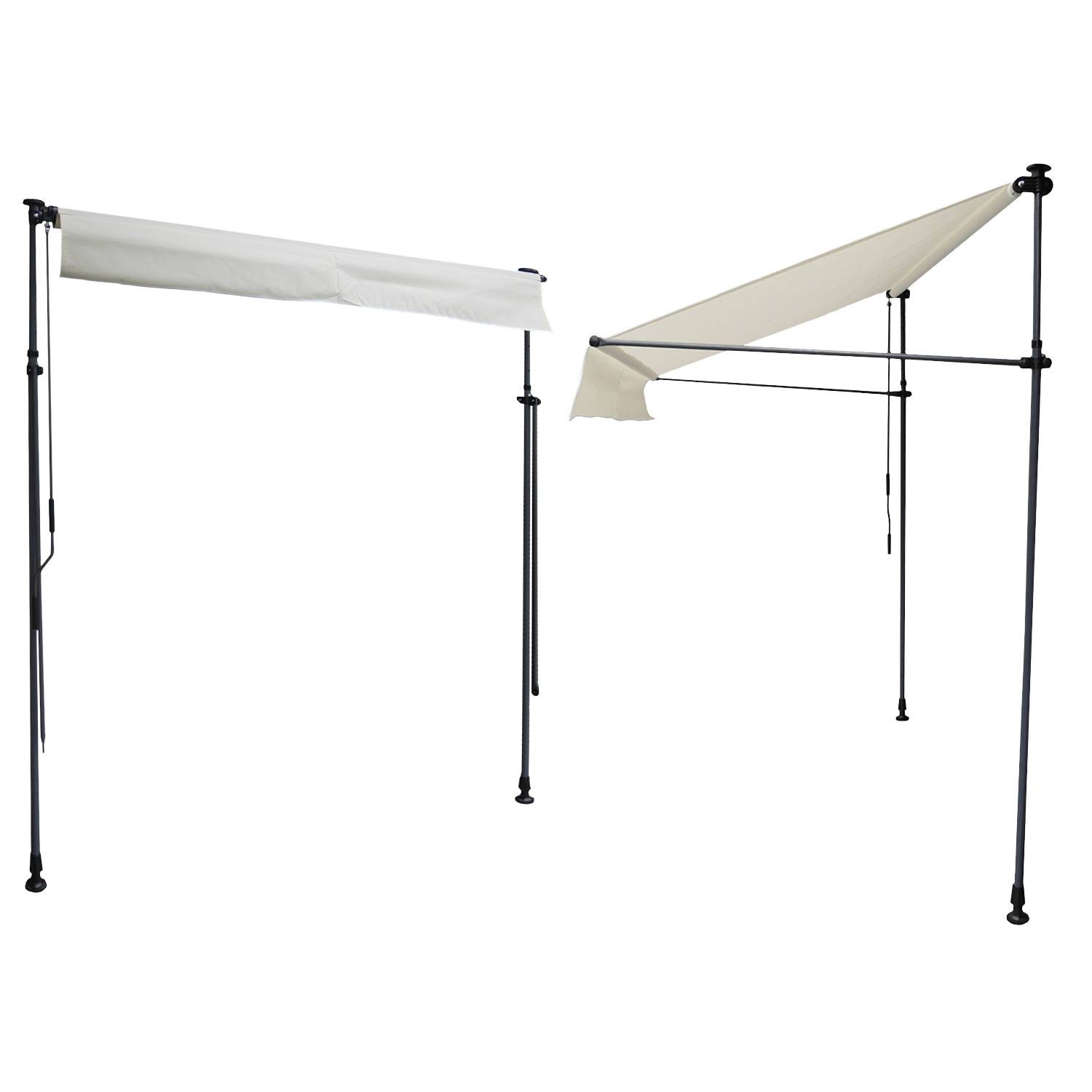 Happy Garden - Store banne pour balcon CHENE 3 × 1,2m - Toile beige et structure grise - HAPPY GARDEN - Imagen 2