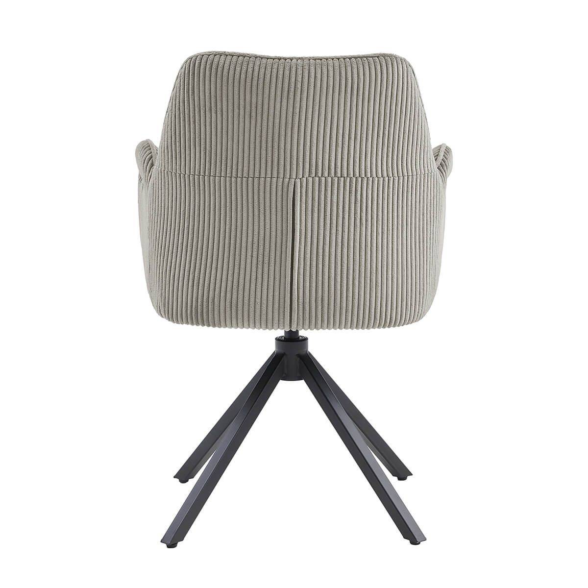 ALTOBUY - Lot de 2 Fauteuils de table Pivotants Tissu Velours Côtelé Beige - DELIA - Image 5