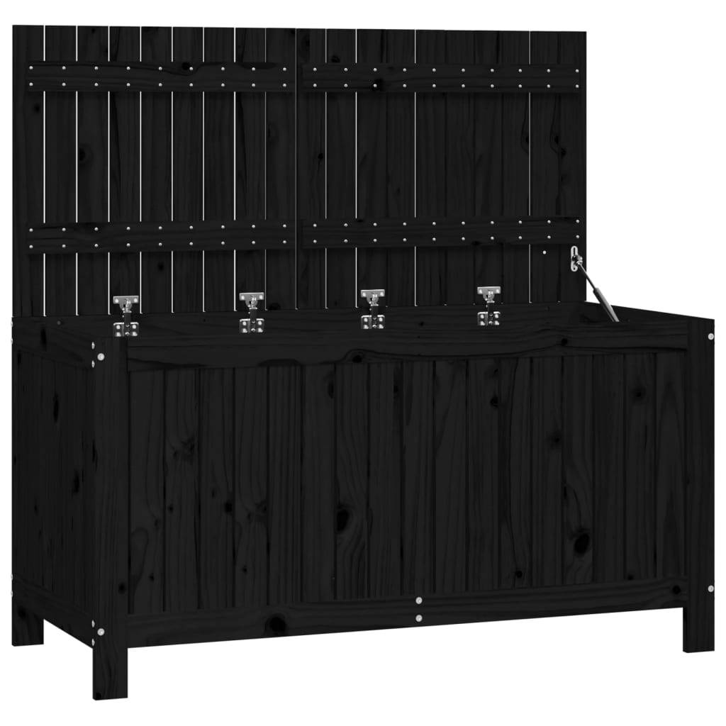 Helloshop26 - Coffre boîte meuble de jardin rangement noir 121 x 55 x 64 cm bois massif pin - Imagen 1