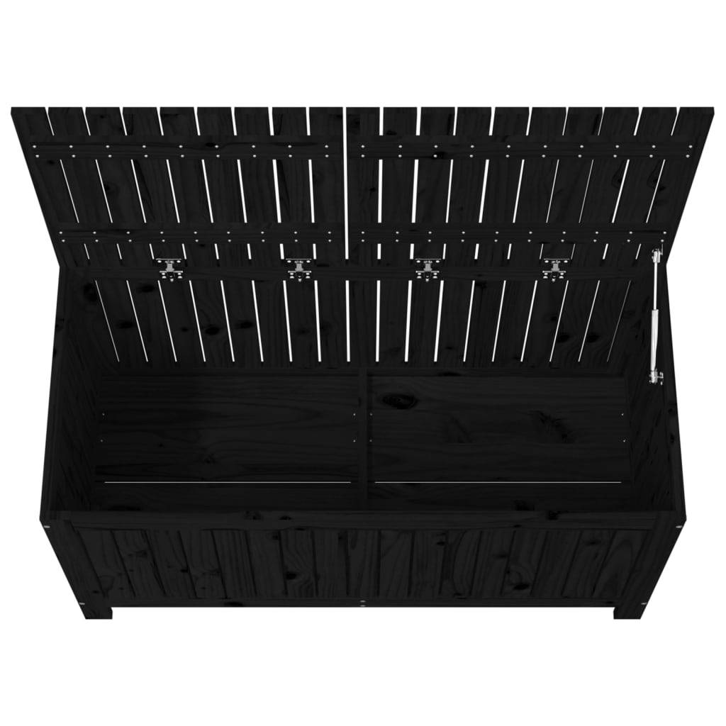 Helloshop26 - Coffre boîte meuble de jardin rangement noir 121 x 55 x 64 cm bois massif pin - Imagen 4