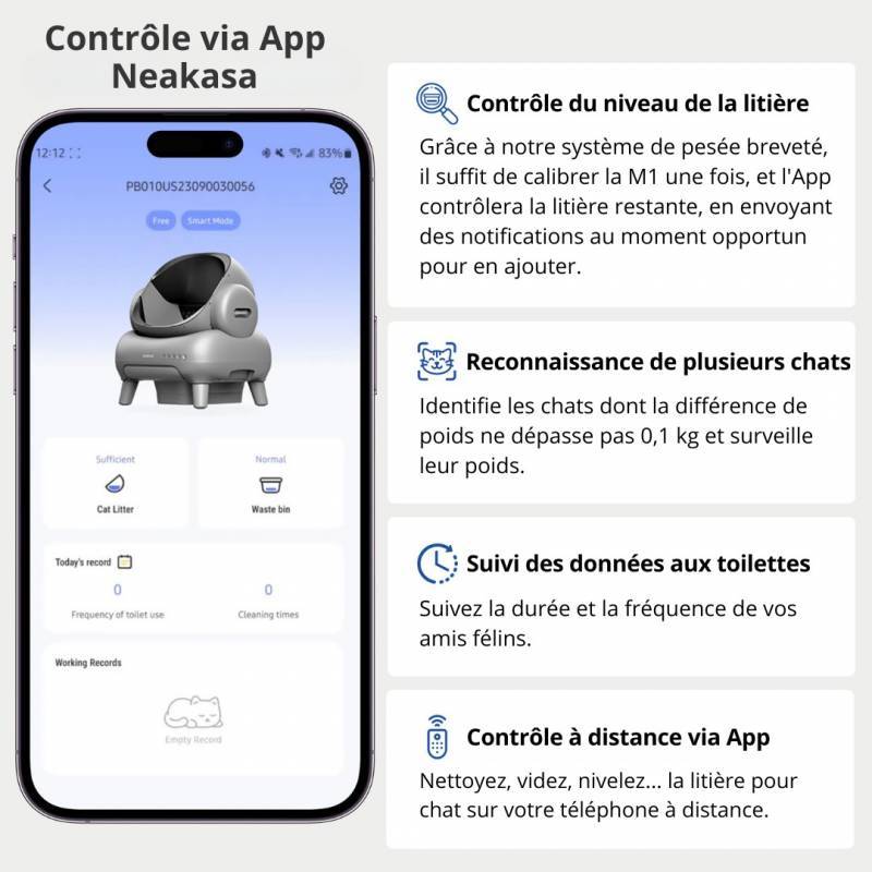 NEAKASA M1 Litière automatique pour grands chats, Grise + Marche pour litière NEAKASA - Image 5