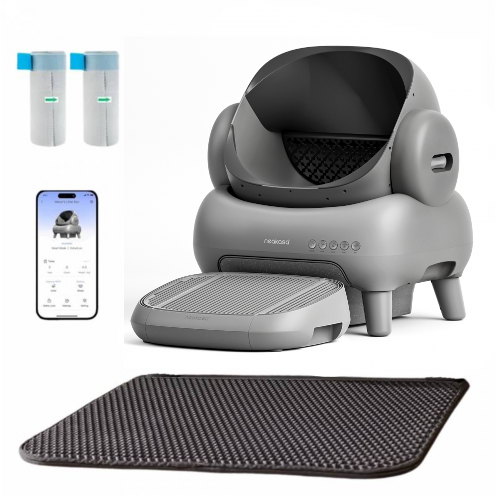 NEAKASA M1 Litière automatique pour grands chats, Grise + Marche pour litière NEAKASA