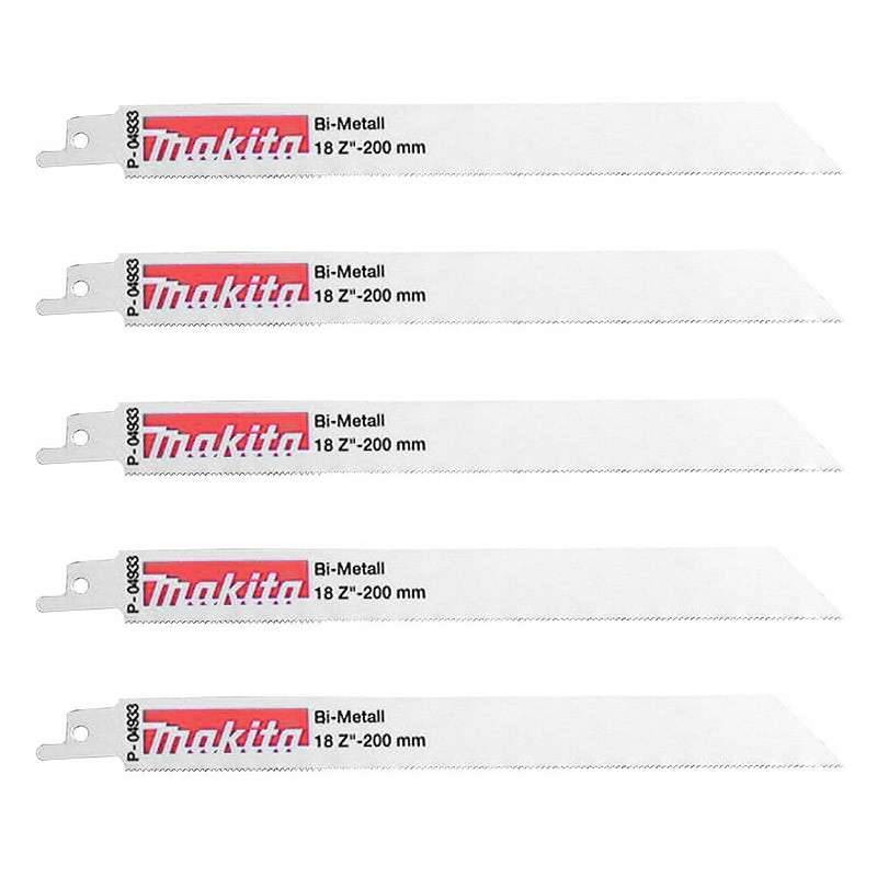 Makita - Lot de 5 lames de scie sabre MAKITA B-16782 Bi-Métal flexible pour acier et Inox (1,5 à 2,5 mm) 200 mm Makita