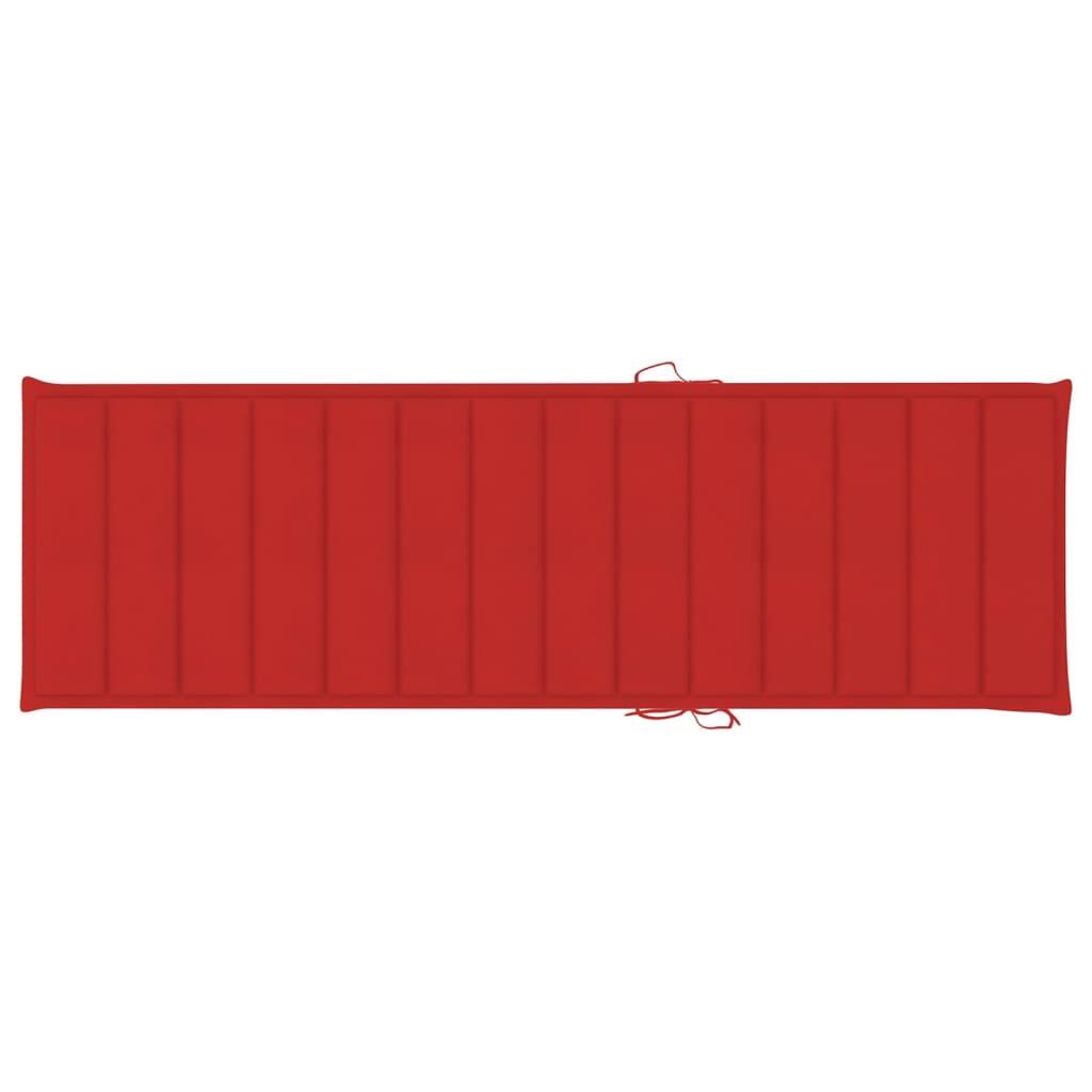 Helloshop26 - Transat chaise longue bain de soleil lit de jardin terrasse meuble d'extérieur avec coussin rouge bois de pin imprégné - Imagen 6