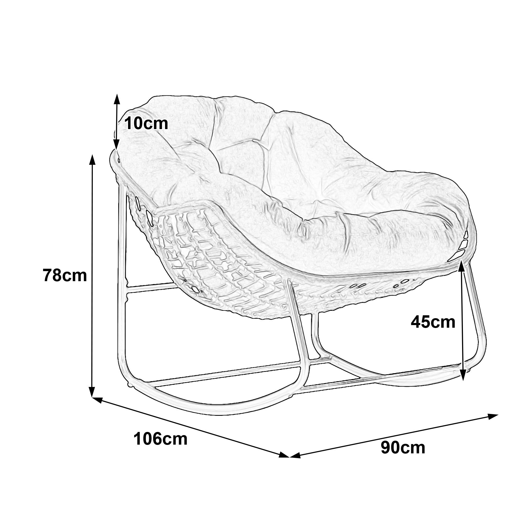 Fauteuil à bascule œuf résine tressée pour jardin relaxation 90x106cm gris - ComfortXL Outdoor Living - Image 2