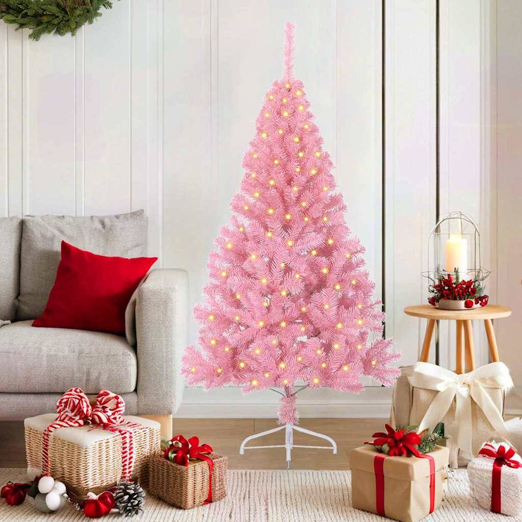 Vidaxl - Sapin de Noël artificiel pré-éclairé Rose 150 cm PVC vidaXL 3397059 - Image 1