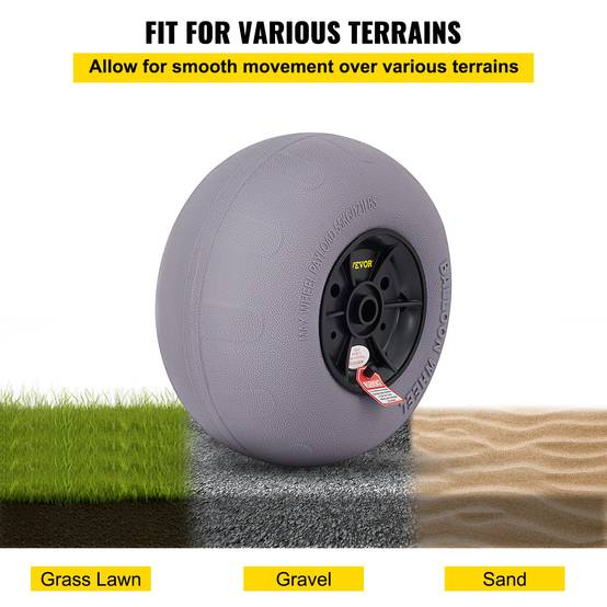 VEVOR Roues plage 2x33 cm, pneus ballon, charge 55 kg. Basse pression, pour terrain sablonneux. - Image 5