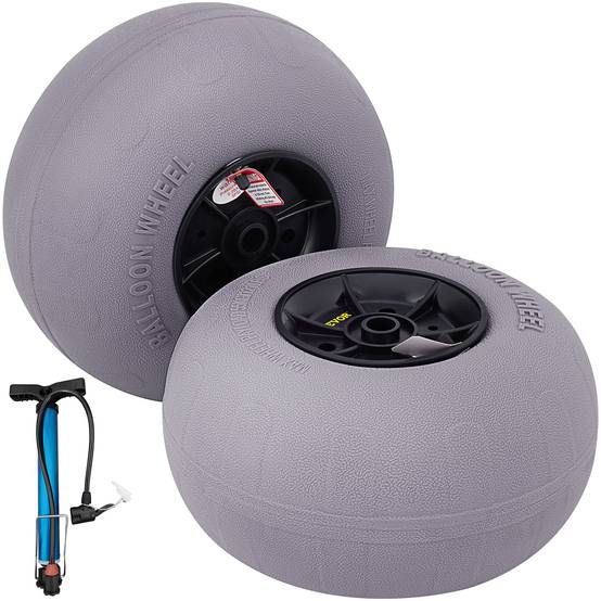 VEVOR Roues plage 2x33 cm, pneus ballon, charge 55 kg. Basse pression, pour terrain sablonneux. - Image 1