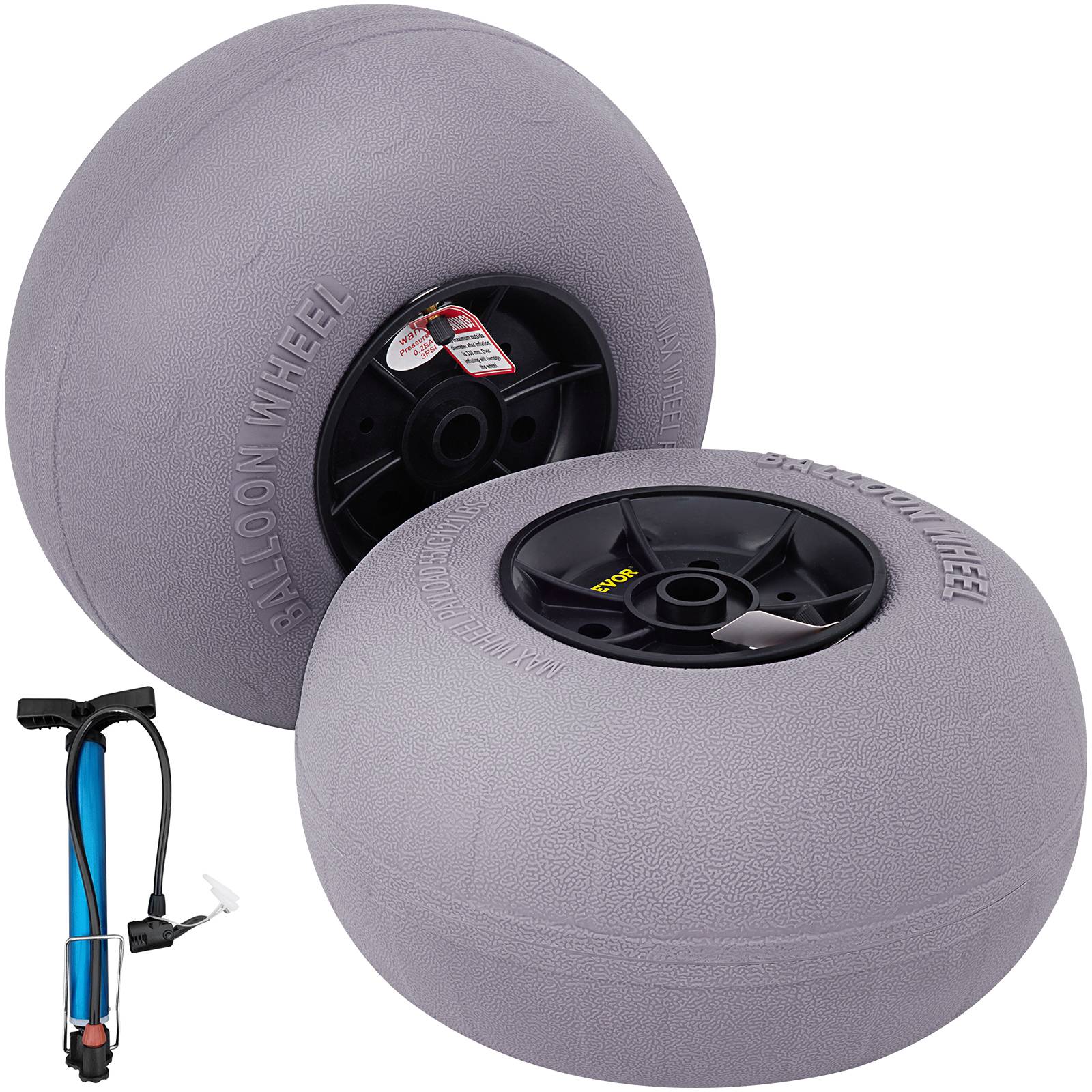 VEVOR Roues plage 2x33 cm, pneus ballon, charge 55 kg. Basse pression, pour terrain sablonneux. - Image 1