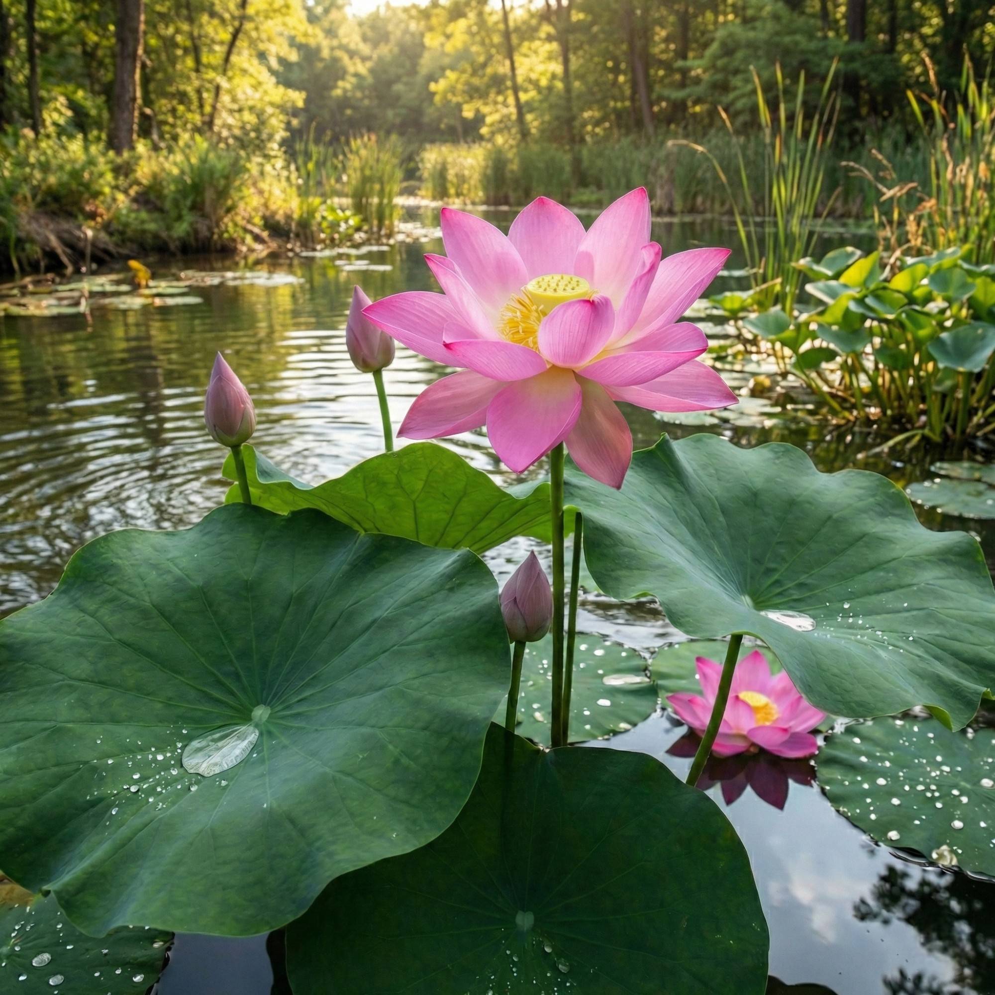 Lotus rose - Nelumbo nucifera - Lot de 2 avec panier - Image 2