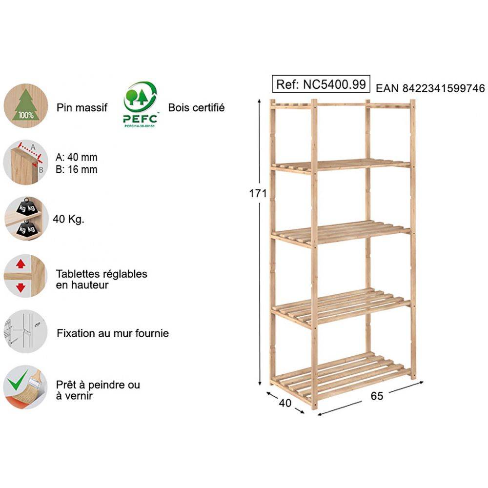 Etagère en kit profondeur 40 cm Natura - Imagen 3