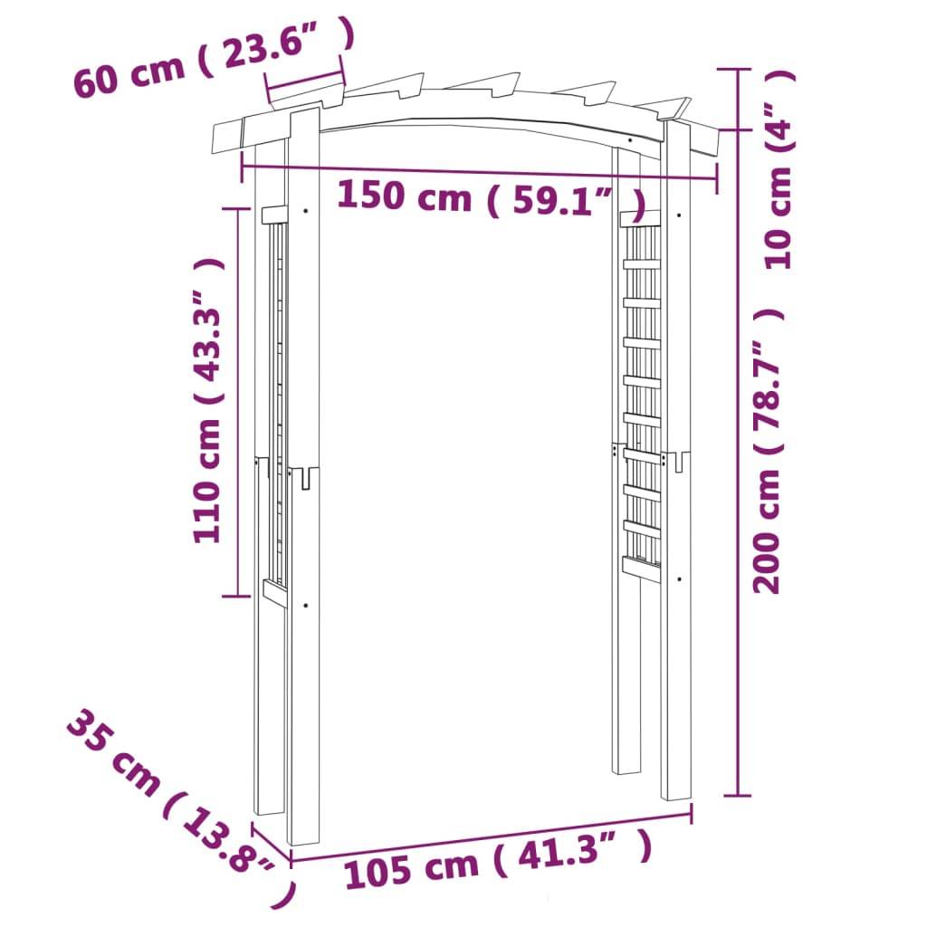 Arche de Jardin Bois Pin Imprégné Treillis pour Plantes Grimpantes Naturel - ComfortXL Outdoor Living - Image 6