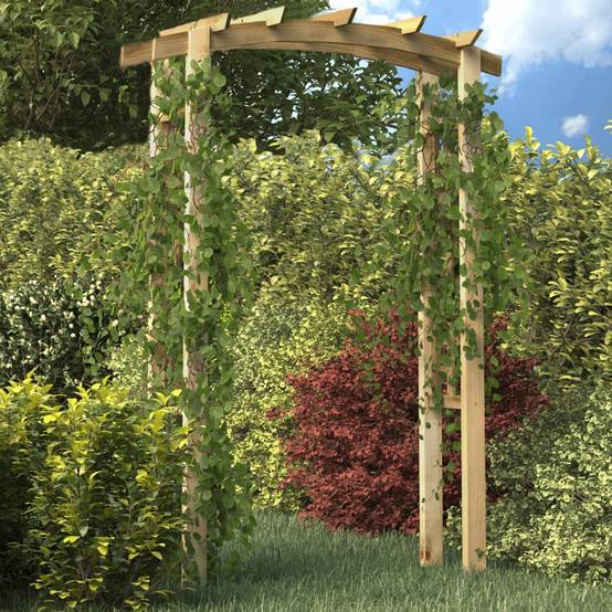 Arche de Jardin Bois Pin Imprégné Treillis pour Plantes Grimpantes Naturel - ComfortXL Outdoor Living - Image 1