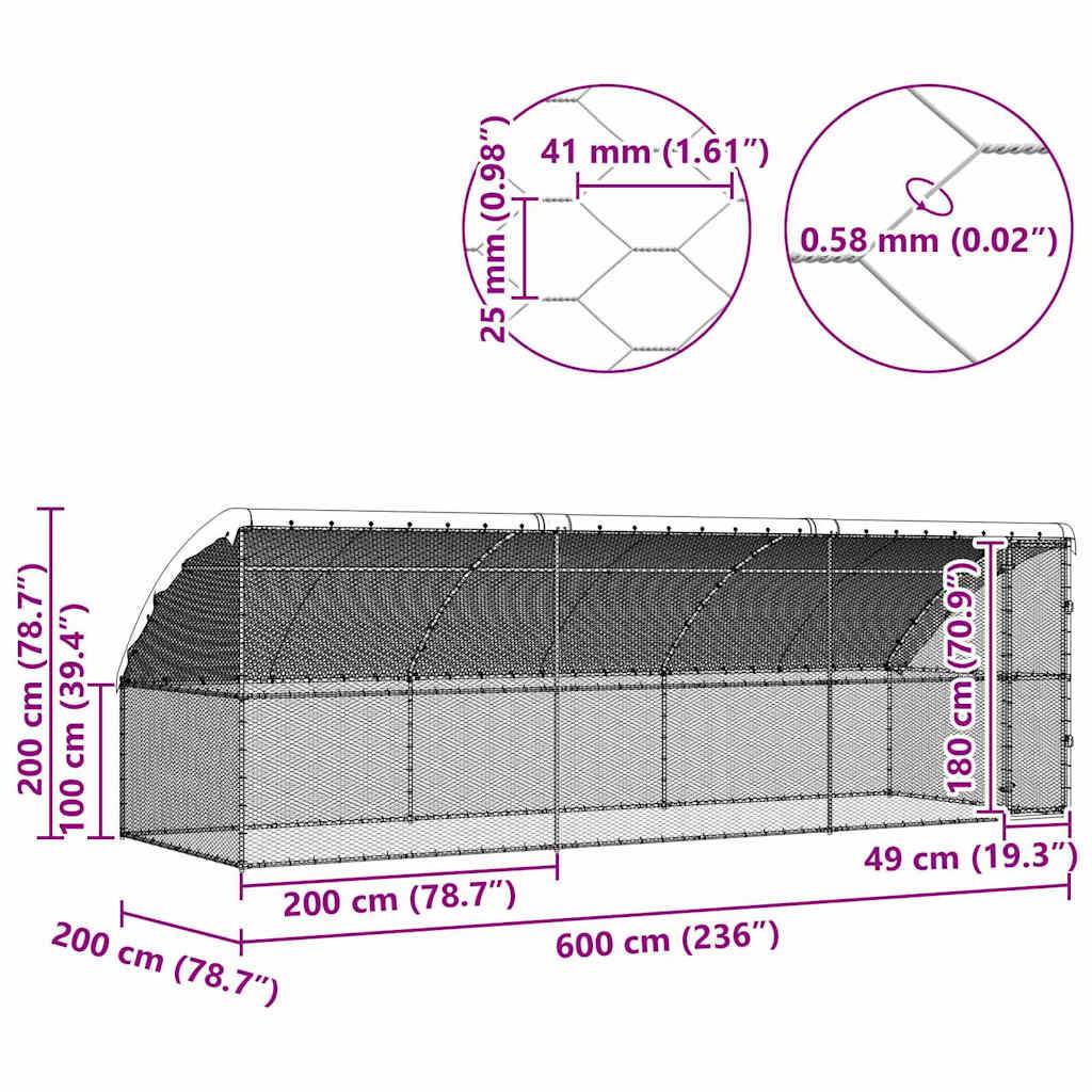 Grand enclos poules 6x2m acier galvanisé parc grillagé extérieur jardin – ComfortXL Outdoor Living - Image 10