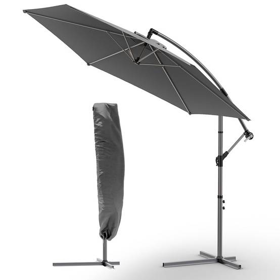 Vounot - Parasol déporté inclinable 3M avec housse de protection Gris - Inclinaison réglable - Rotatif 360° - Manivelle anti-retour - VOUNOT® - Image 1