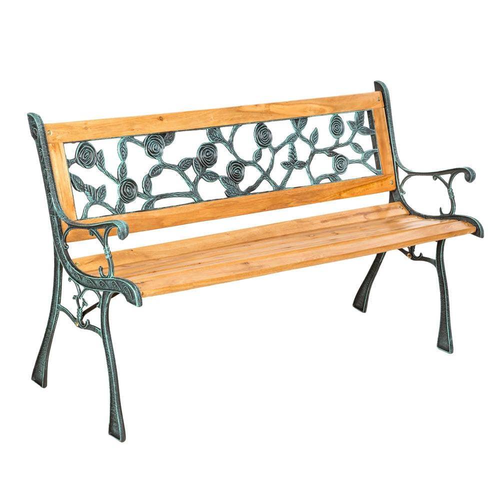 Helloshop26 - Banc de jardin meuble bois massif métal et plastique 124 cm - Imagen 3