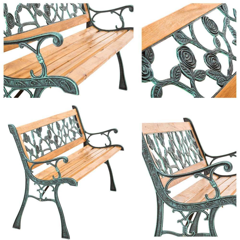 Helloshop26 - Banc de jardin meuble bois massif métal et plastique 124 cm - Imagen 2