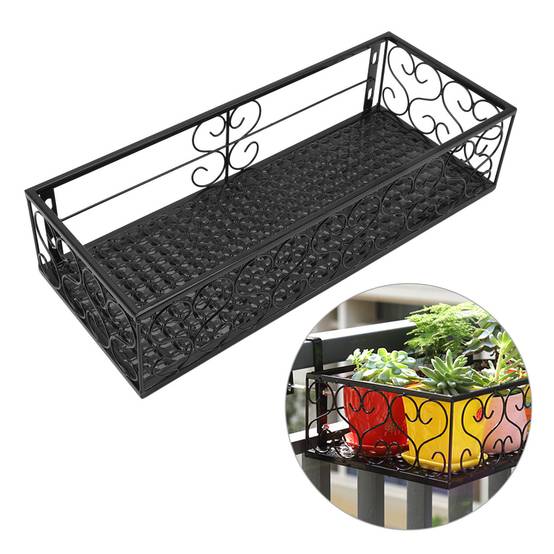 Support Jardinière Balcon Fer Forgé Suspendu Porte-Plante 50cm Métal - ComfortXL Outdoor Living - Image 1