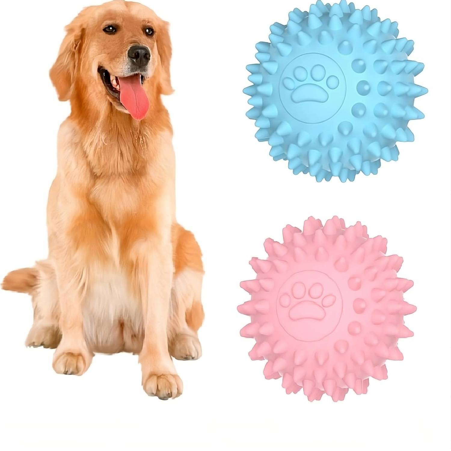 DtopbuyAge - Lot de 2 balles à picots pour chien - Résistantes et couinantes DtopbuyAge - Image 2