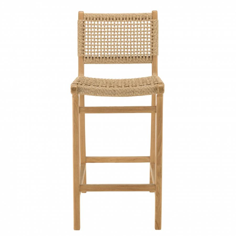 Macabane - VALERIA - Lot de 2 tabourets bar de jardin teck rotin synthétique beige - Imagen 4