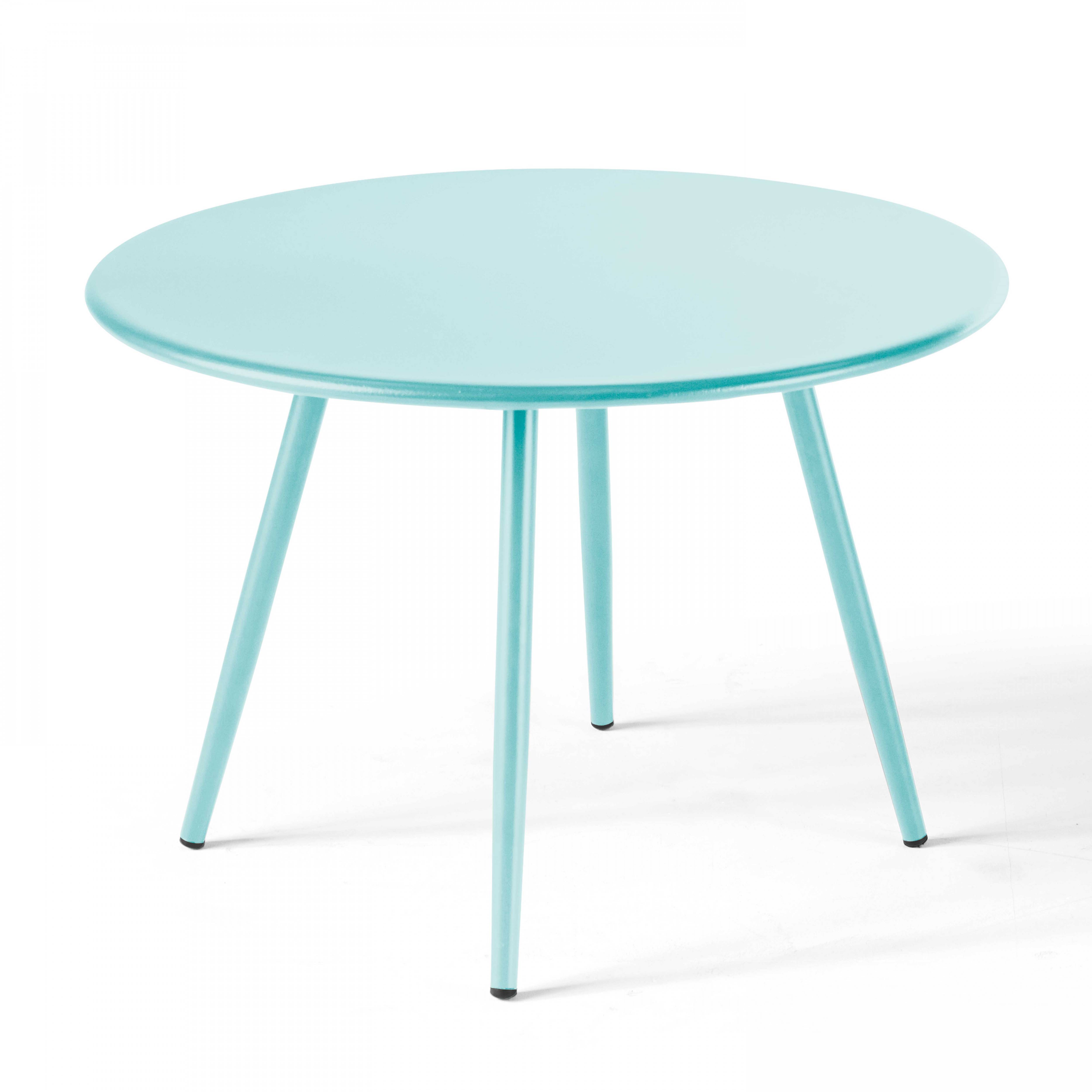 Oviala - Table basse de jardin ronde en métal turquoise 40 cm Palavas - Oviala - Imagen 1