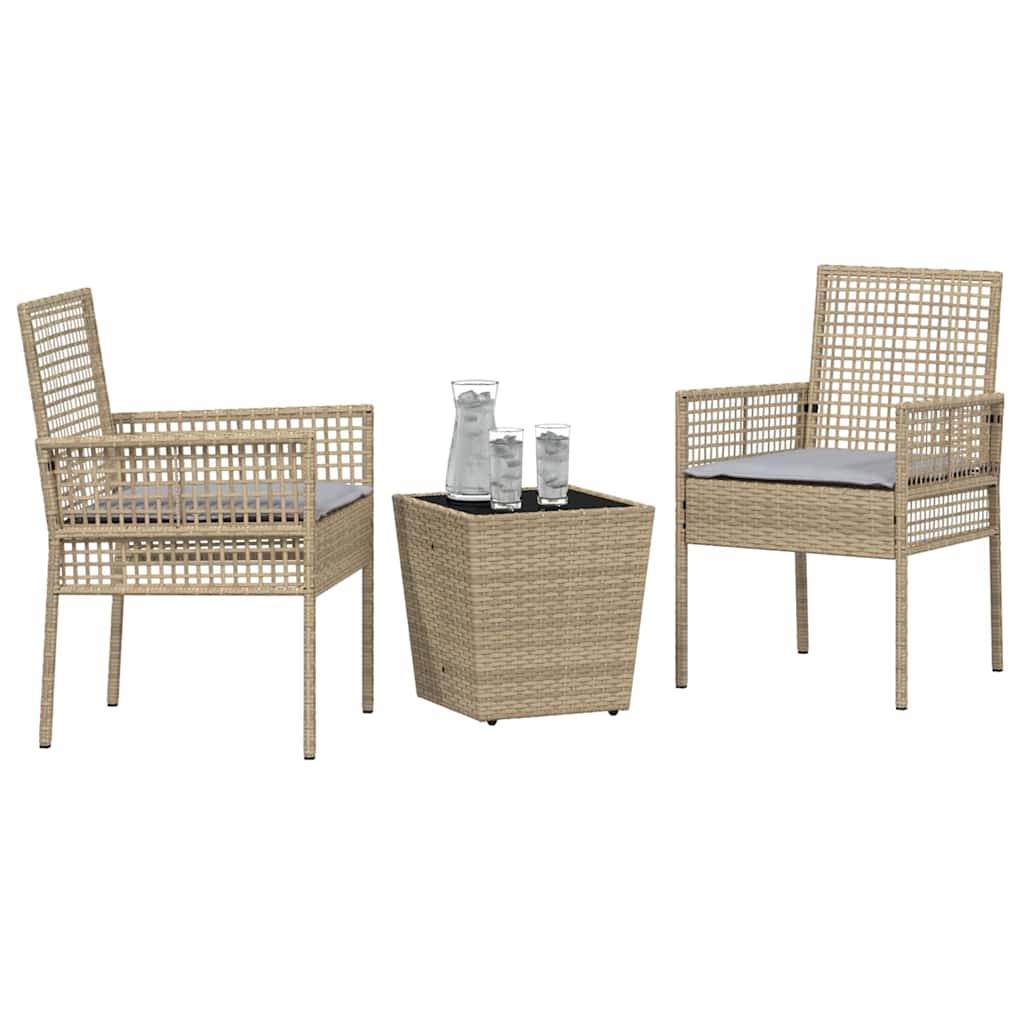 Vidaxl - Ensemble bistro de jardin 3 pcs-Salons de jardin Beige polyrotin 690572 - Image 3