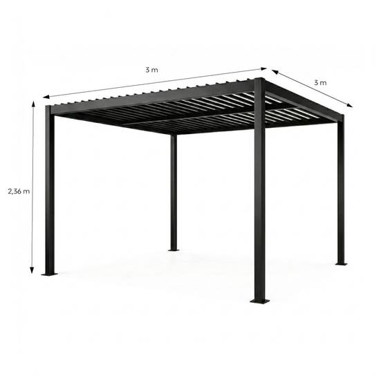 Pergola bioclimatique aluminium et acier lames orientables 3x3m CORFU - Image 3