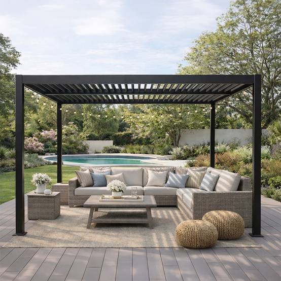 Pergola bioclimatique aluminium et acier lames orientables 3x3m CORFU - Image 6