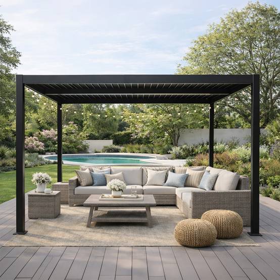 Pergola bioclimatique aluminium et acier lames orientables 3x3m CORFU - Image 5