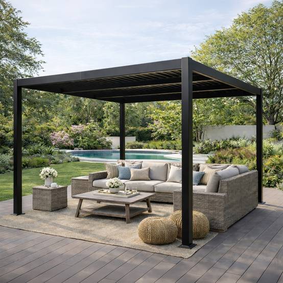 Pergola bioclimatique aluminium et acier lames orientables 3x3m CORFU - Image 2