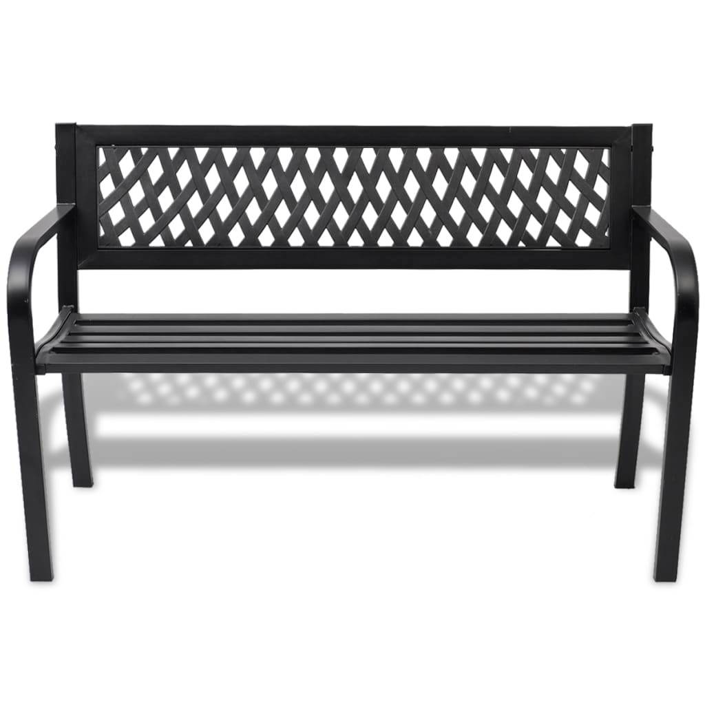 Helloshop26 - Banc de jardin meuble de patio d'extérieur terrasse 118 x 50 x 75 cm acier noir - Imagen 2