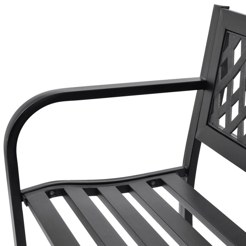 Helloshop26 - Banc de jardin meuble de patio d'extérieur terrasse 118 x 50 x 75 cm acier noir - Imagen 3