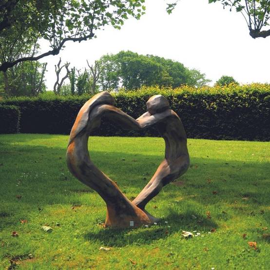 Jardinex - Statue de jardin en pierre Tristan et Iseult cœur - Rouille 102 cm - Jardinex - Imagen 4