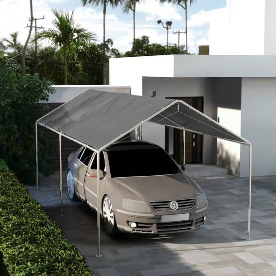 Toile de remplacement PE pour carport abri voiture anti-UV intempéries 586x296cm Gris foncé - ComfortXL Outdoor Living - Image 4