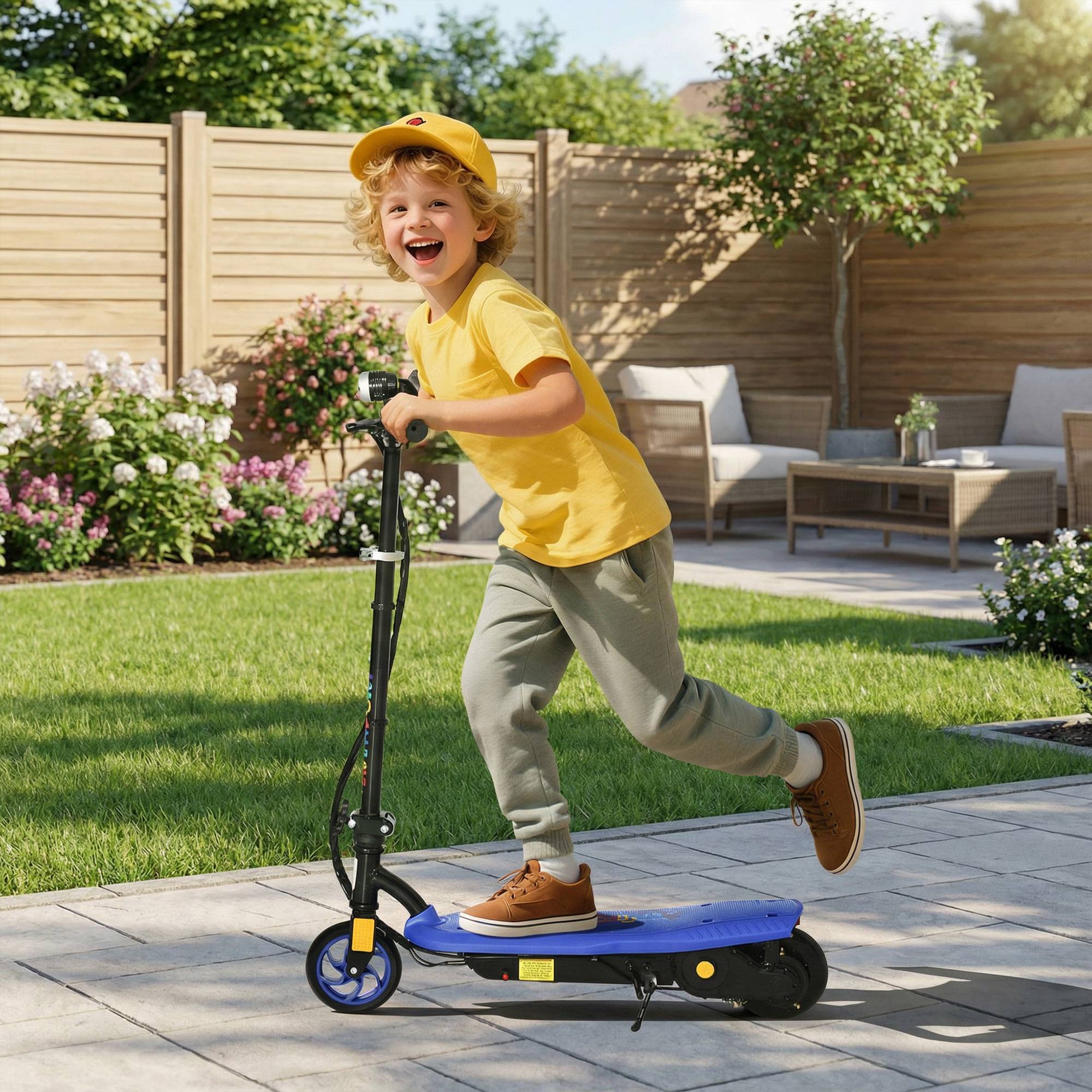 Sans Marque - Trottinette électrique enfants 7-14 ans pliable phare LED roues frein 12 km/h bleue - Image 4