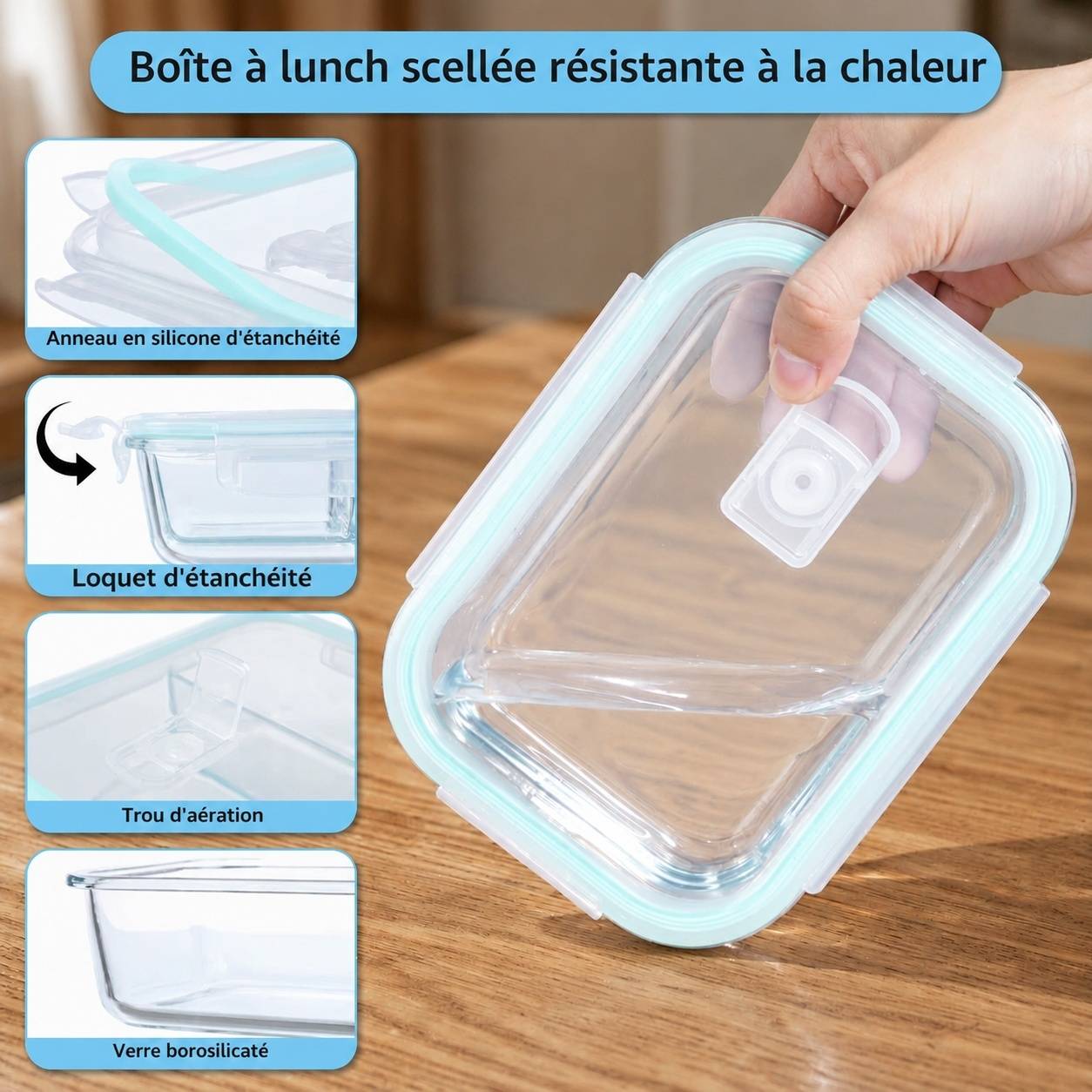 Lot de 8 Contenants en Verre avec Couvercles pour Micro-ondes et Congélateur - Image 4