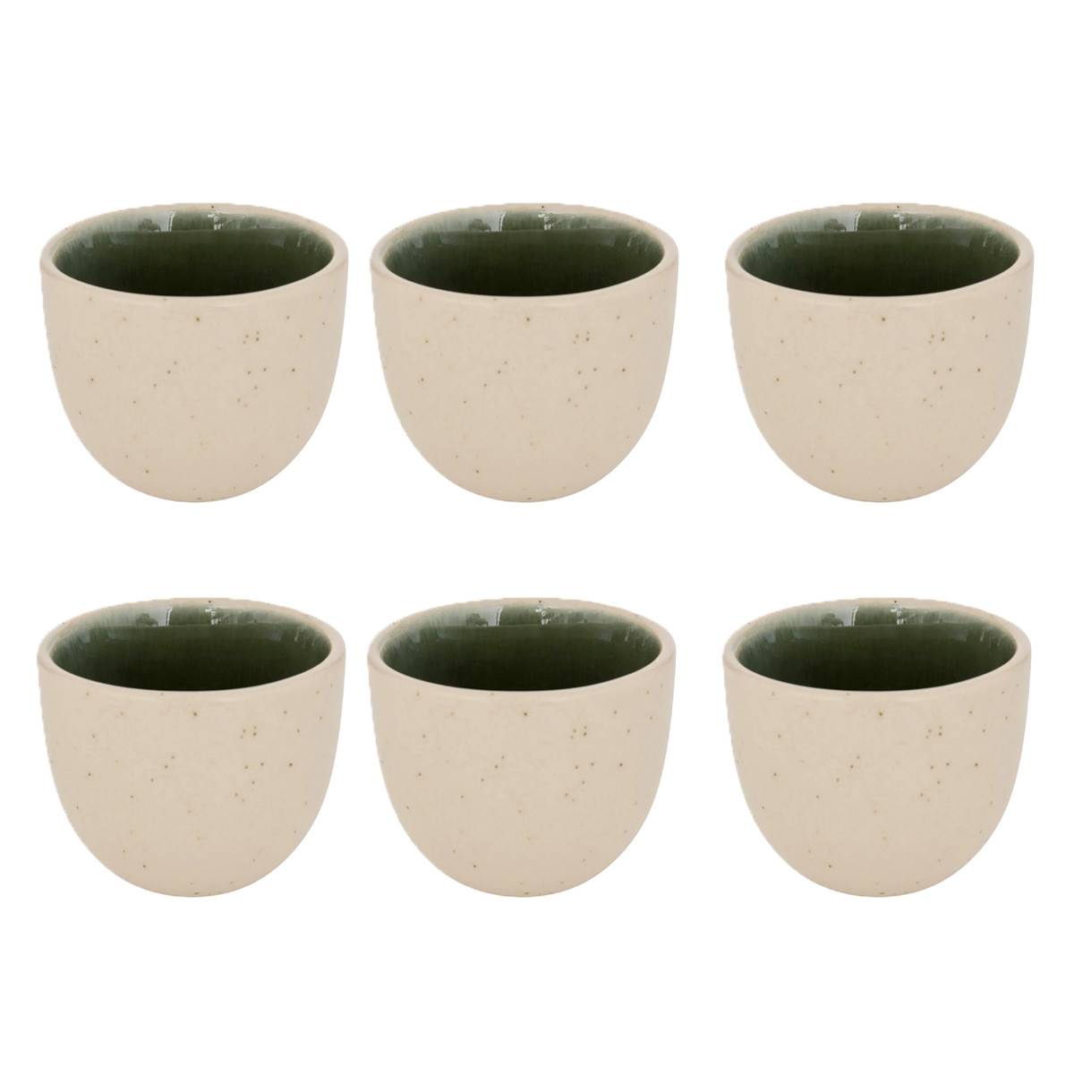 Lot de 6 Tasses à Café en Faïence "Wonja" 10cl Vert - Image 1